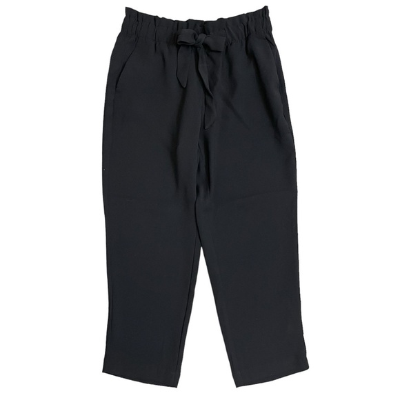 LOFT Pants - Loft Black High Elastic Waist Paperbag Straight Tapered Ankle Pants